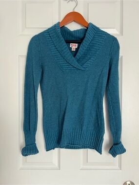 Mossimo Supply Co. Teal Shawl-Collar Sweater